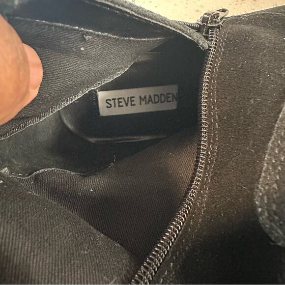 Steve Madden Willful Black Suede Wedge Knee-High Over the Knee Tall Boots 11M - Picture 5 of 13